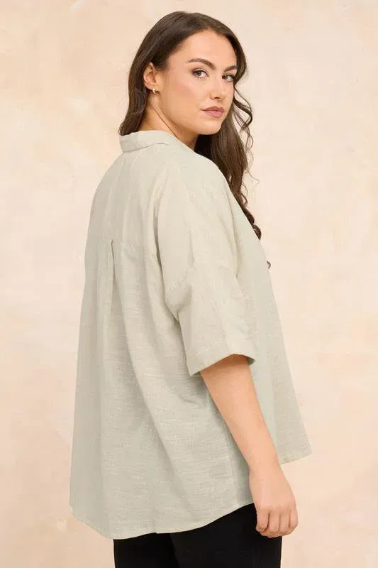 Natural Brown Short Sleeve Cotton Shirt