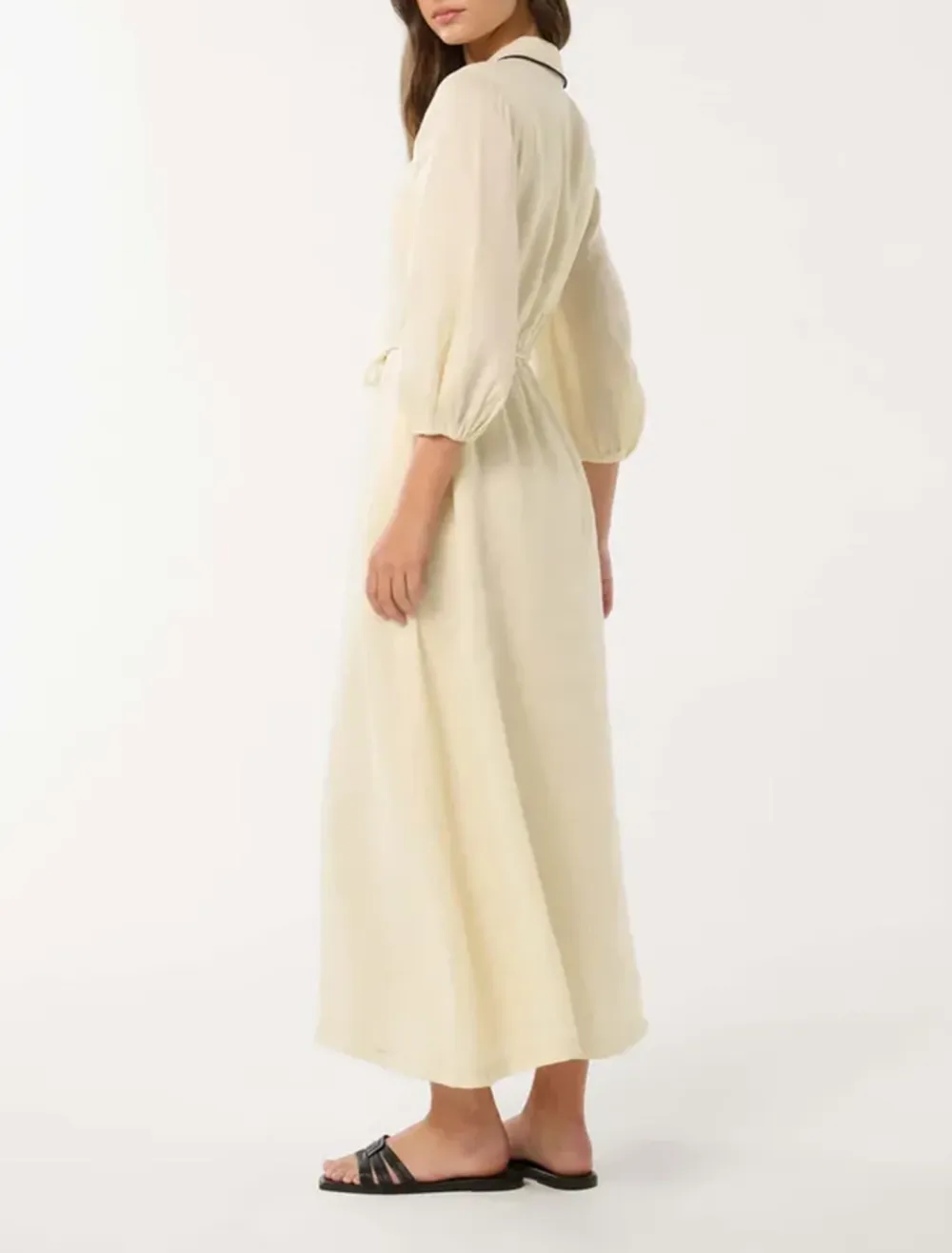 Contrast Linen Midi Dress