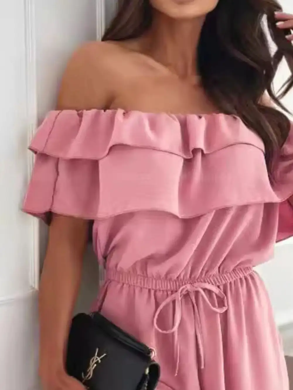 Shoulder Ruffled Wide Leg Jumpsuit