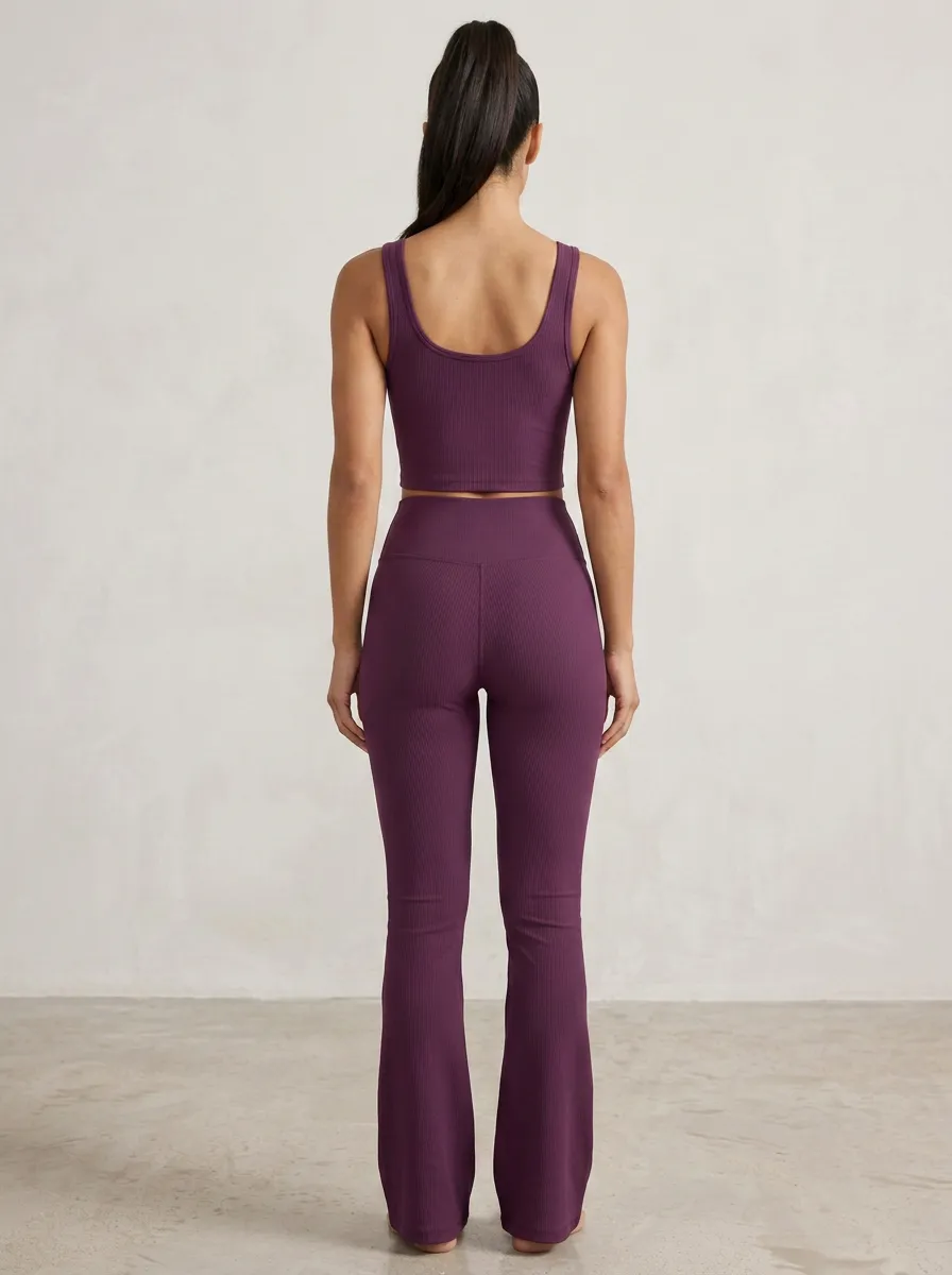 Yoga-Inspired Zip-Up Women's Tank Top Flare Pants Active Set