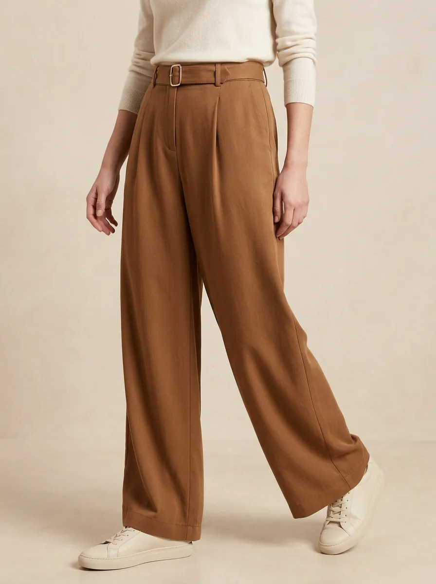 Belted Casual Casual Wide Leg Pants
