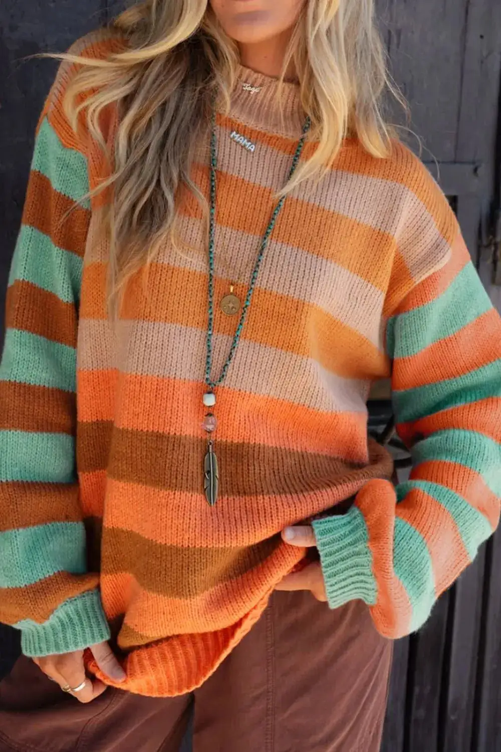 Modern Long Sleeve Striped Sweater