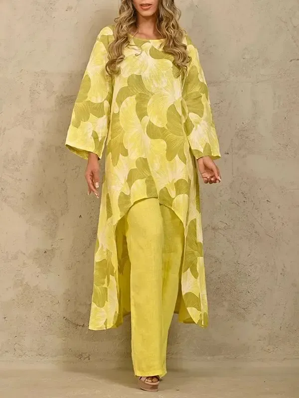 Printed long sleeve jumper irregular two-piece set