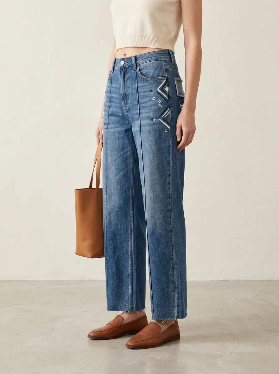 Women's Wide Leg Casual Denim Jeans