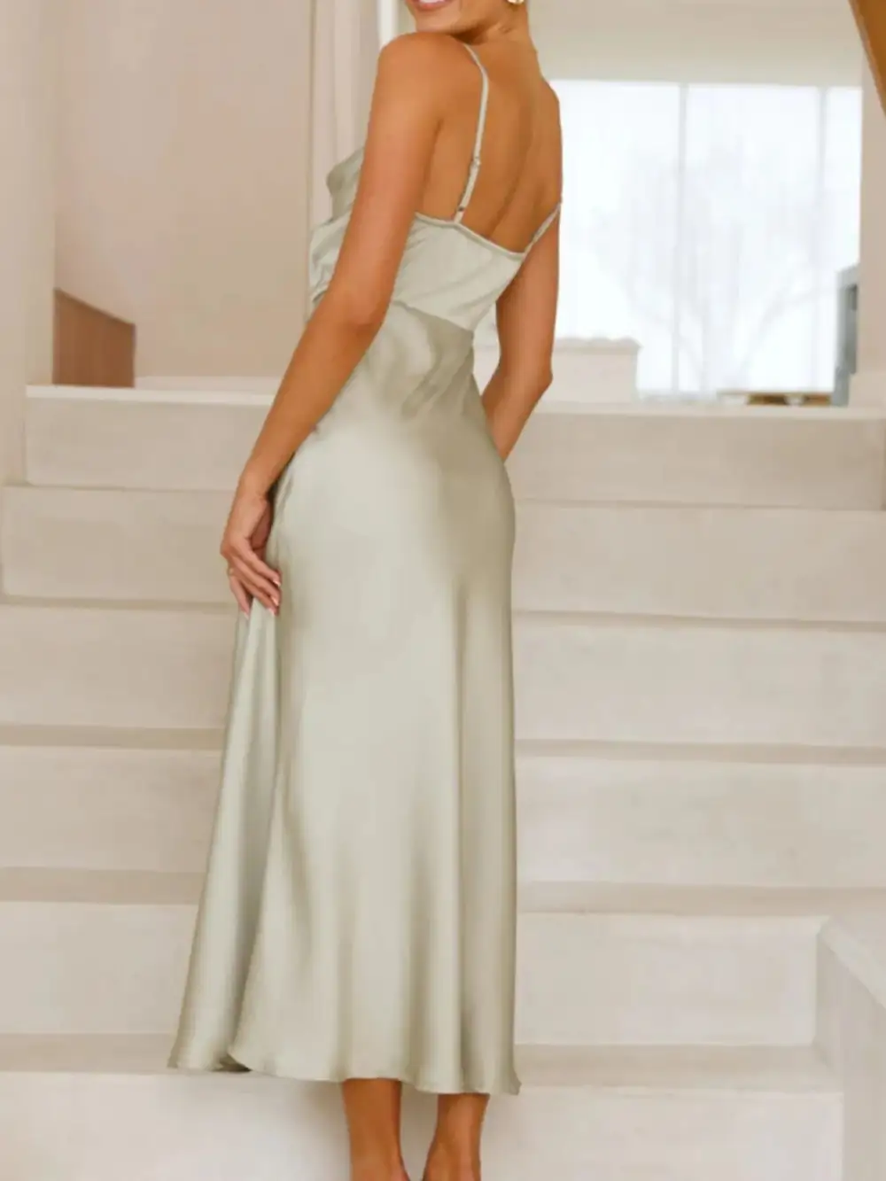 Balanced Detail Satin Midi Dress