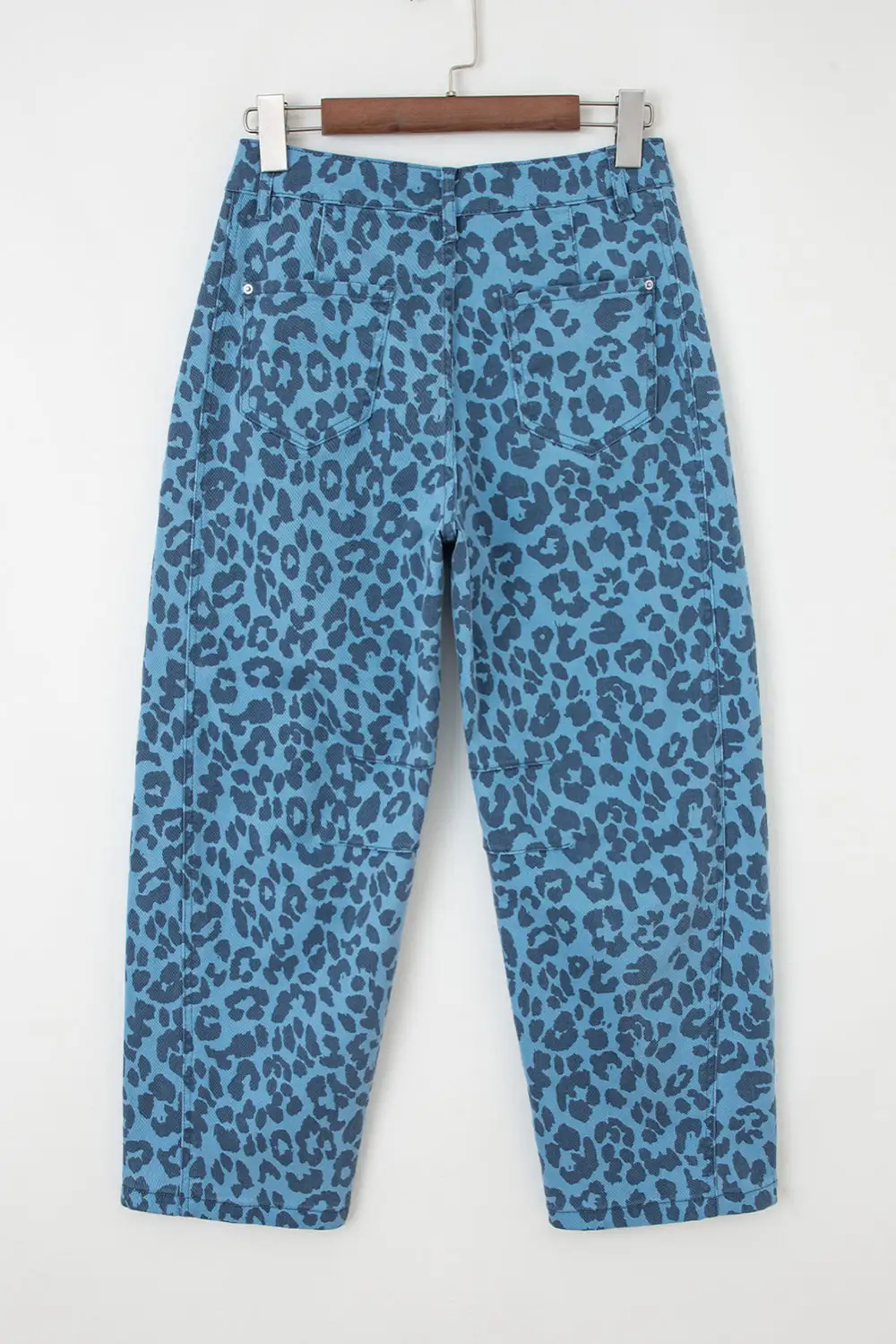 Refined Washed Pocketed Leopard-Print Stretch Straight Leg Jeans