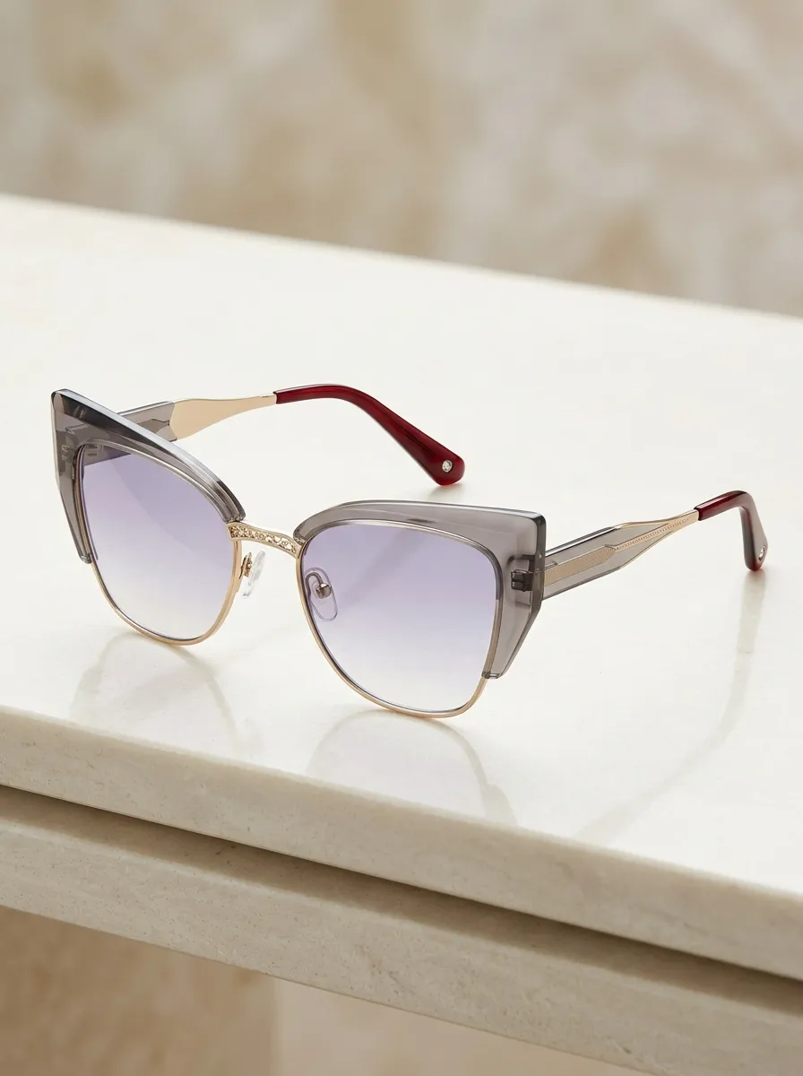 Women's Vintage Cat Eye Gradient Lens Metal Frame Sunglasses