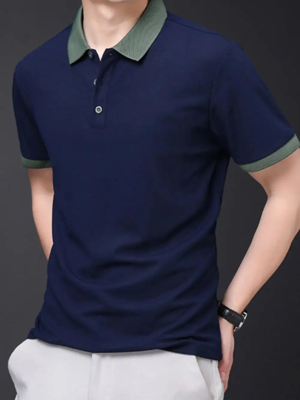 Everyday Contrast Detail Collared Short Sleeve Polo Shirt