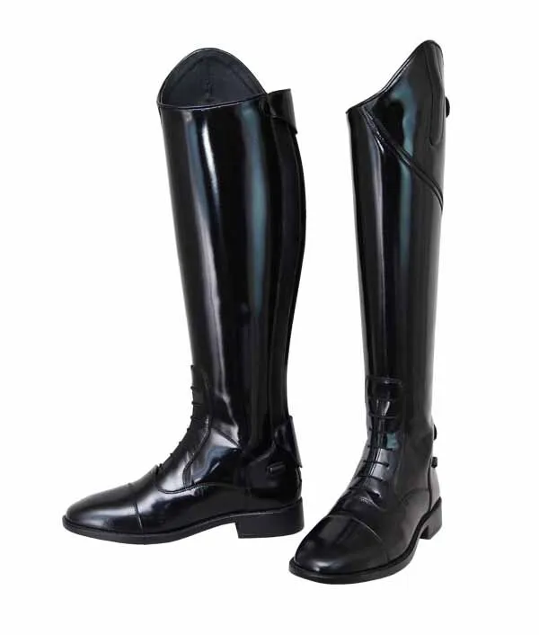 Polished Back Zip Lace-Up Tall Riding Boots