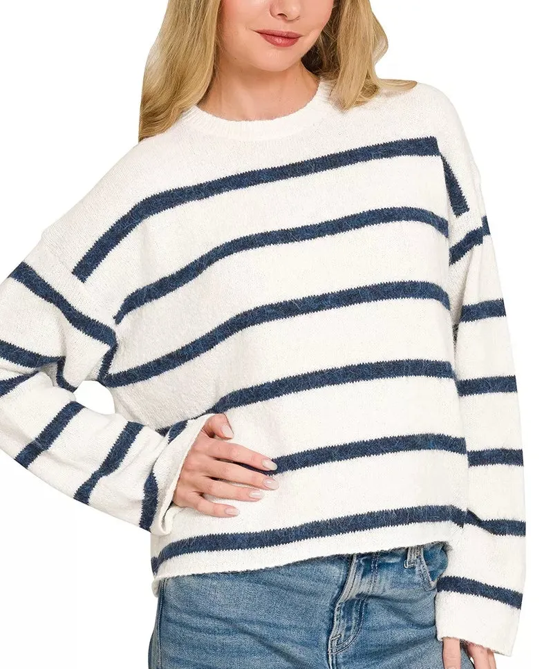 Classic Wool Blend Striped Sweater