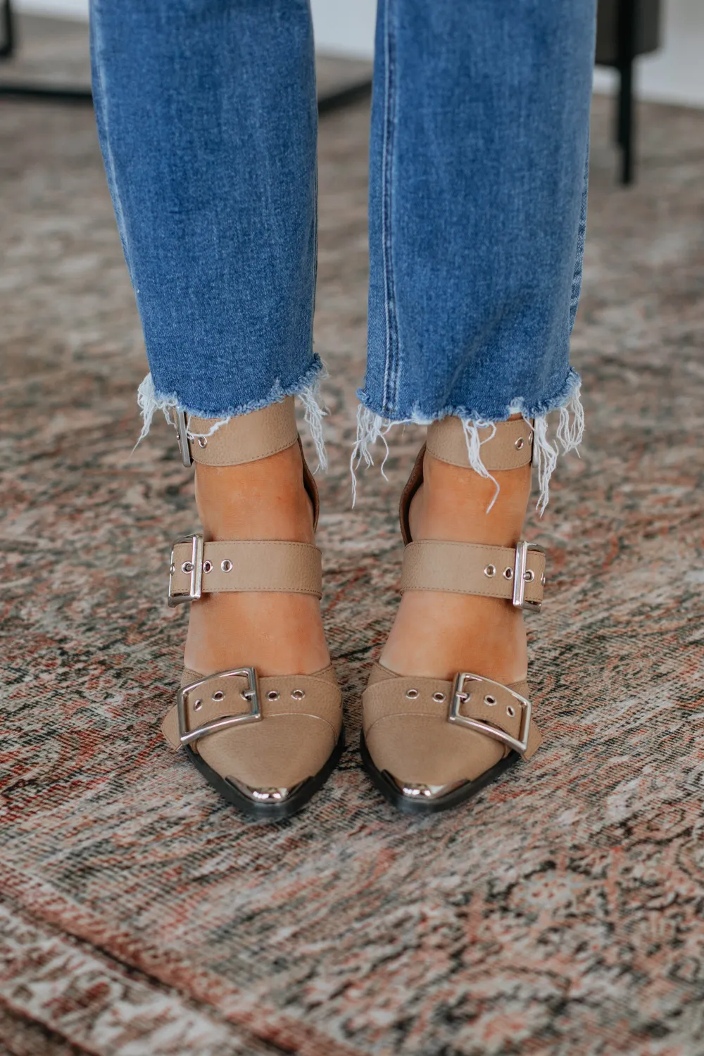 Modern Triple Buckle Pointed Toe Heels