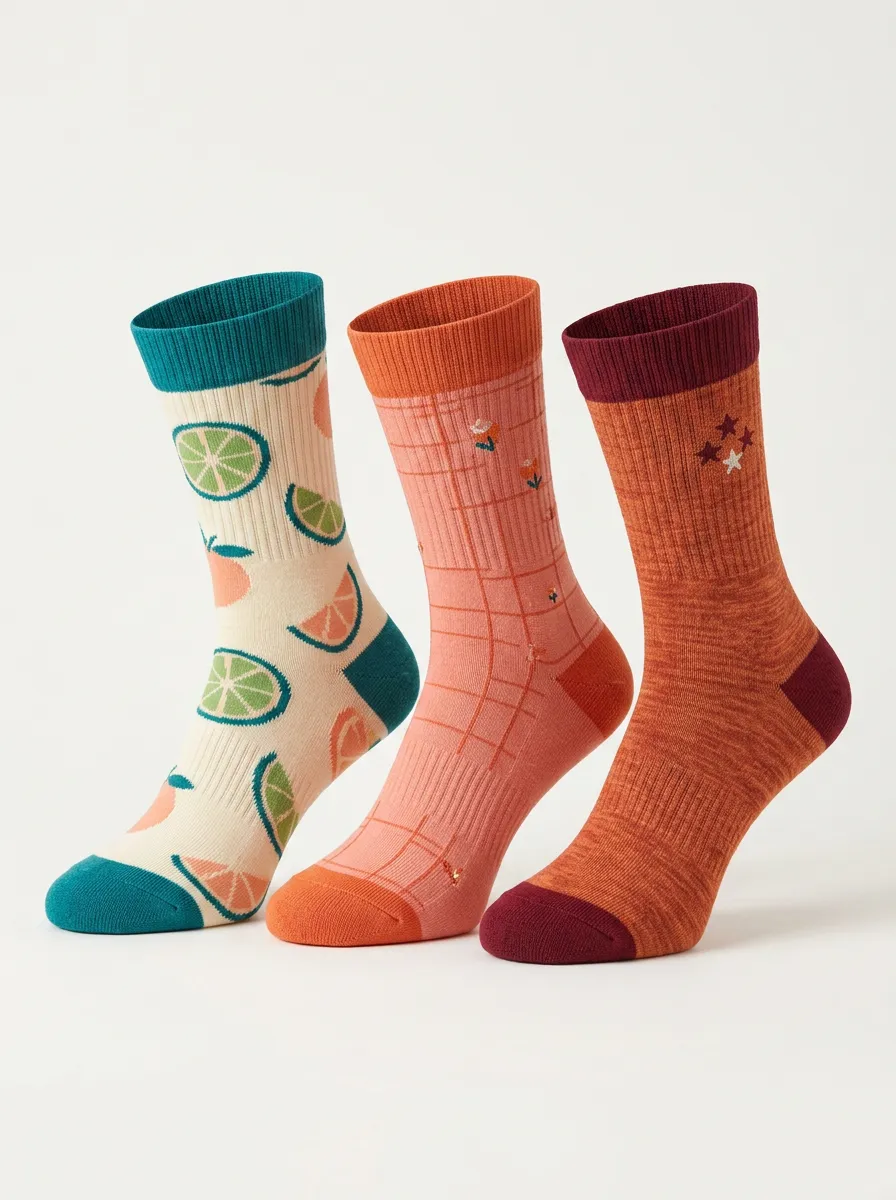 Everyday Floral Women's Three-Pair Crew Socks