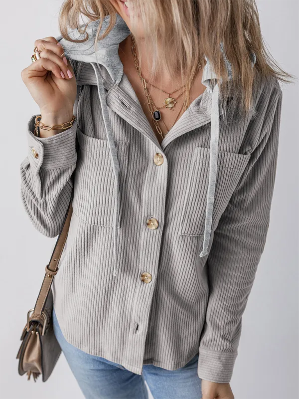 Buttoned Lapel Knit Pocketed Knit Jacket