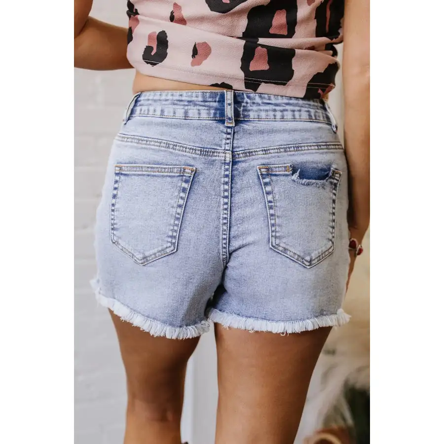 Utility Raw Hem Pocketed Denim Shorts