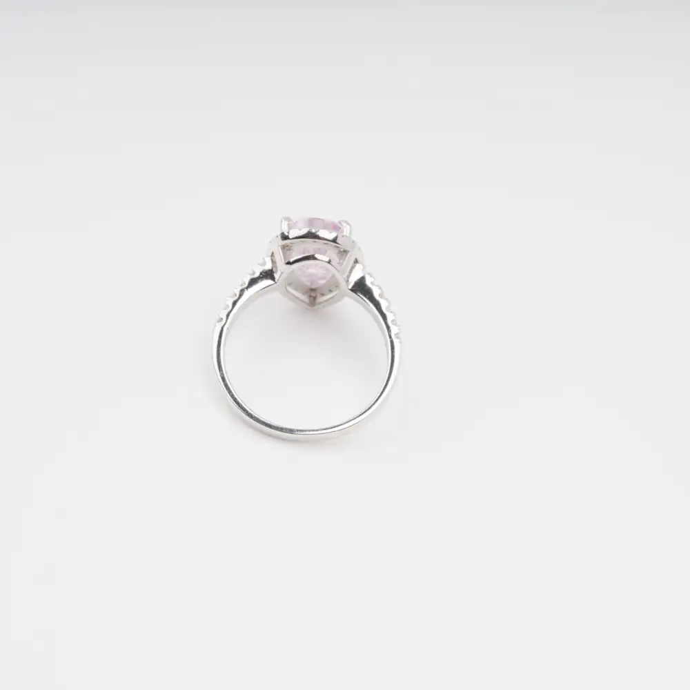Pink Pear Shaped Gemstone Sterling Silver Ring
