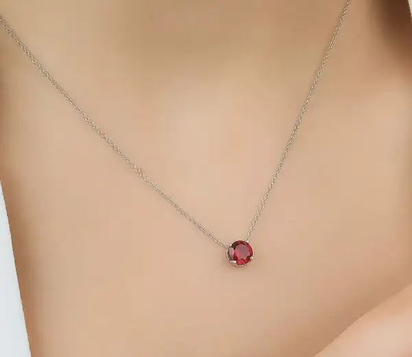 Delicate Prong Set Solitaire Ruby Necklace