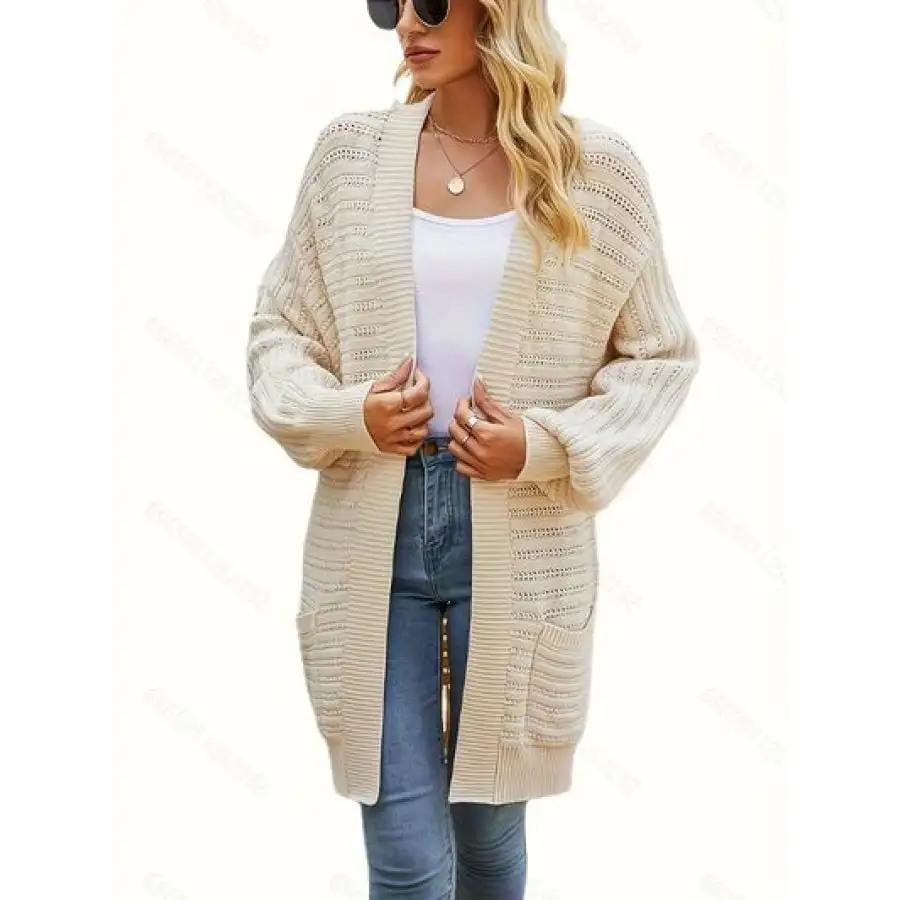 Open Front Sweater Cardigan with Pockets