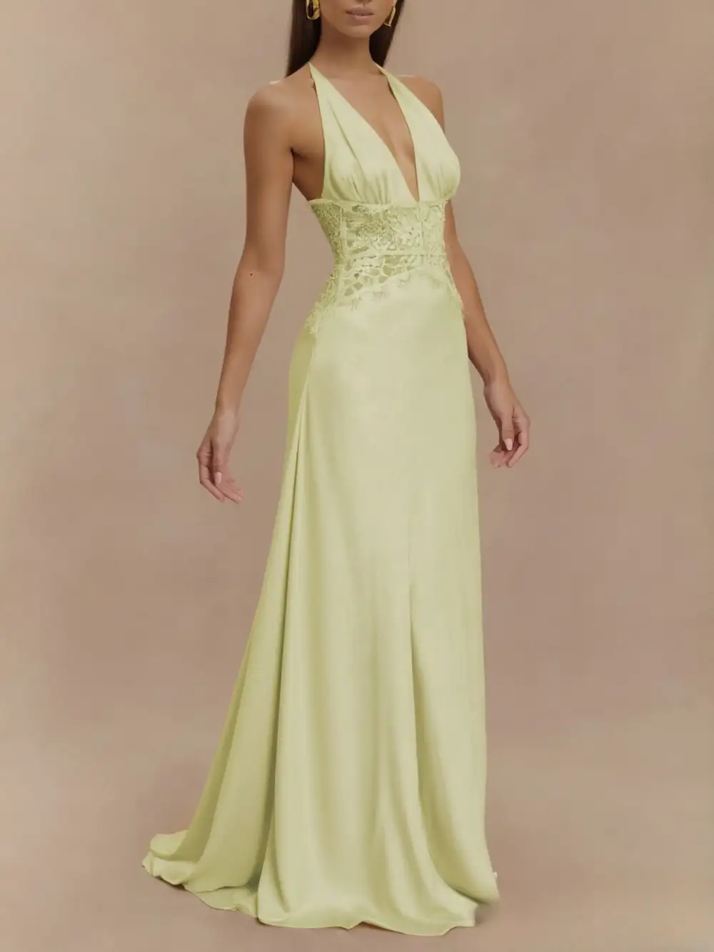 Polished Detail Lace Maxi Dress