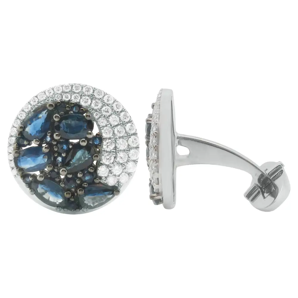 Clean Line Diamond Sapphire Cufflinks