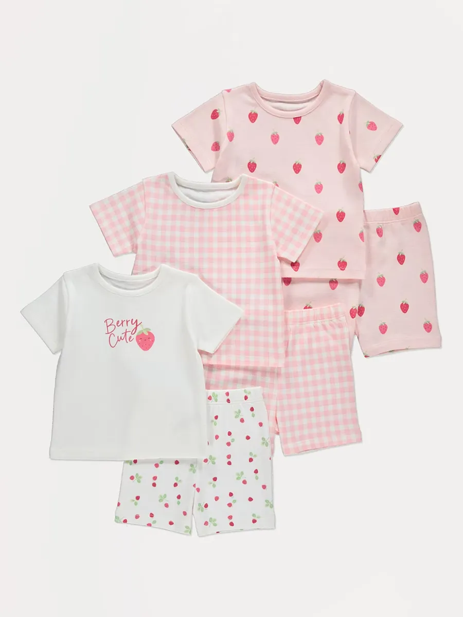 Strawberry Gingham Short Sleeve Pyjamas 3 Pack