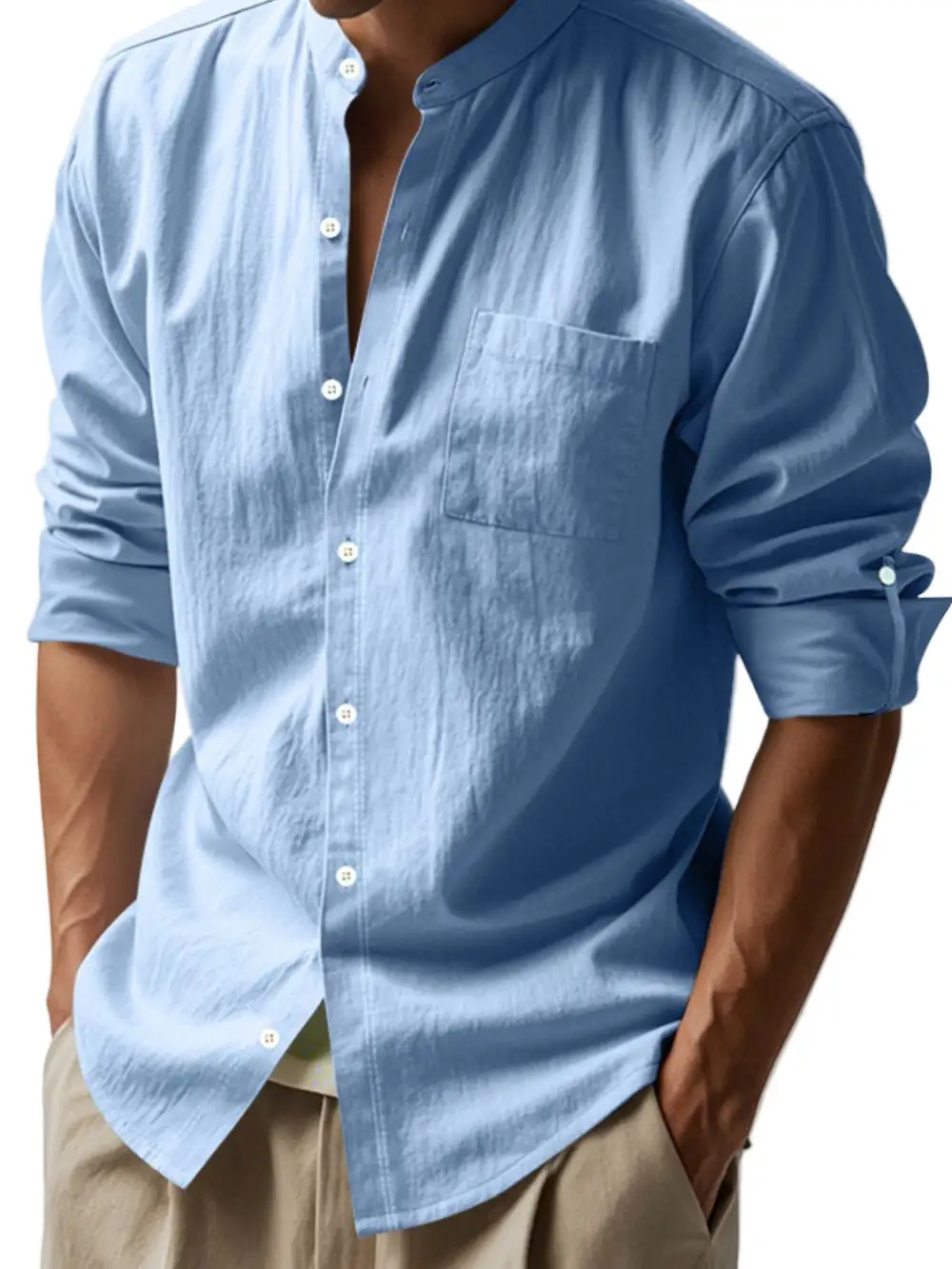 Polyester Button Down Long Sleeve Shirt