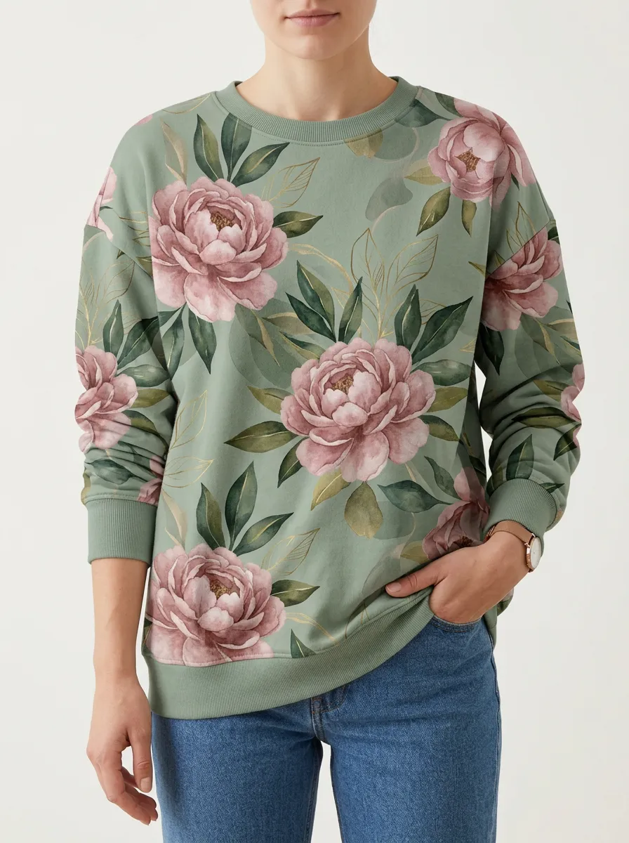 Relaxed Sweatshirt with Floral Detail