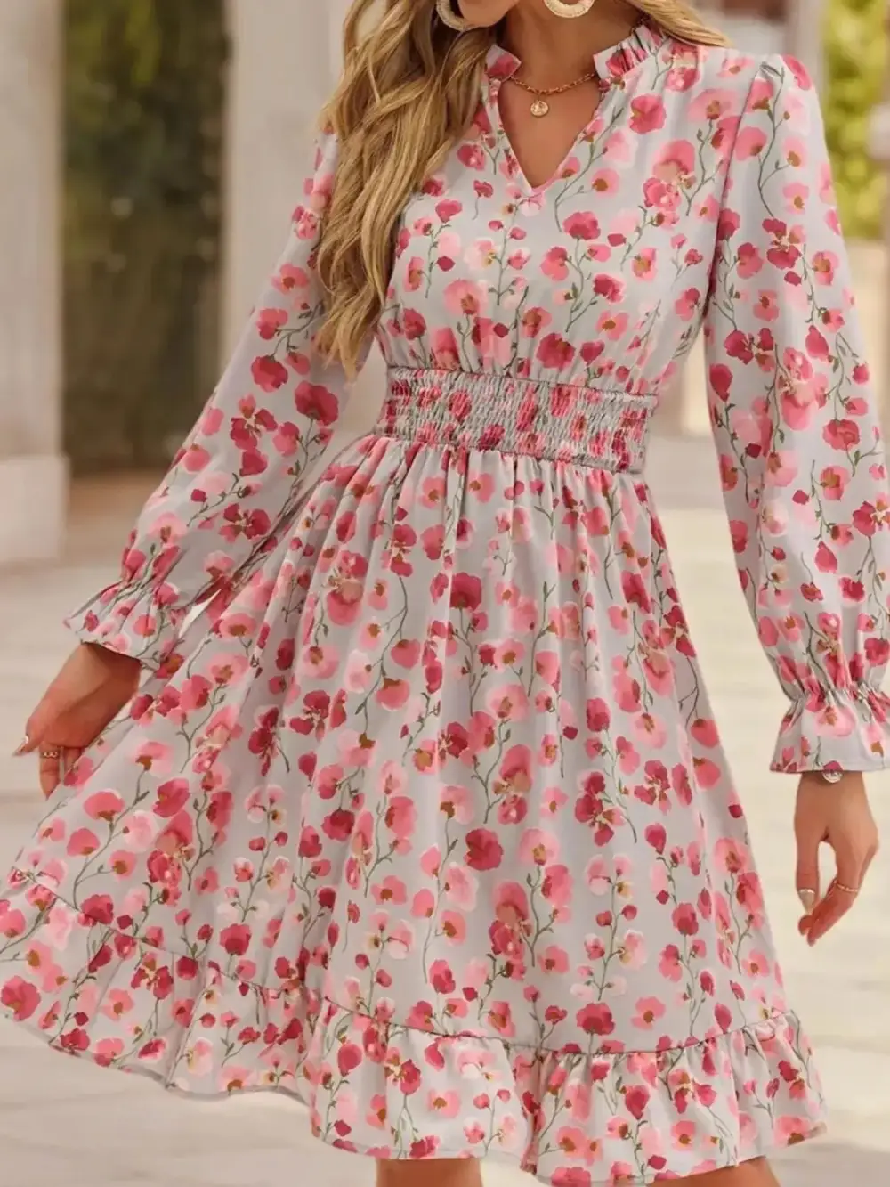 Clean Line Floral Dress