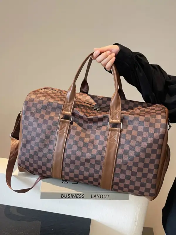 Checkered Pattern Travel Duffel Bag