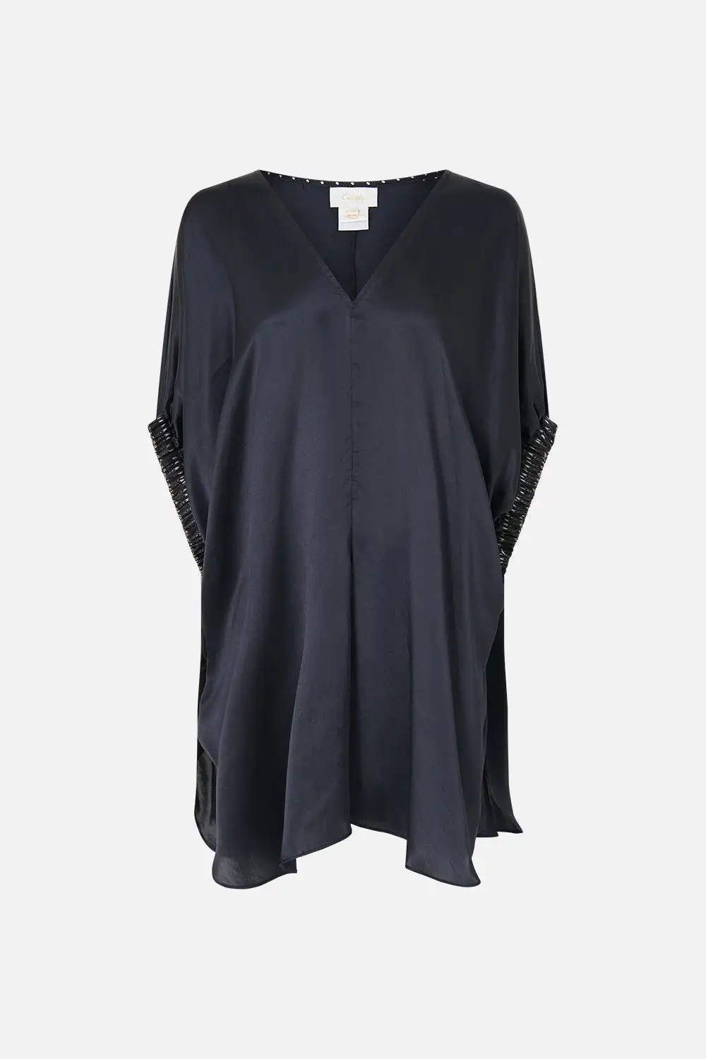Gathered Cuff V-Neck Top