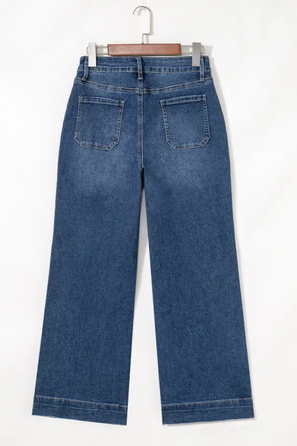 Elastic Waist Layered Denim Jeans