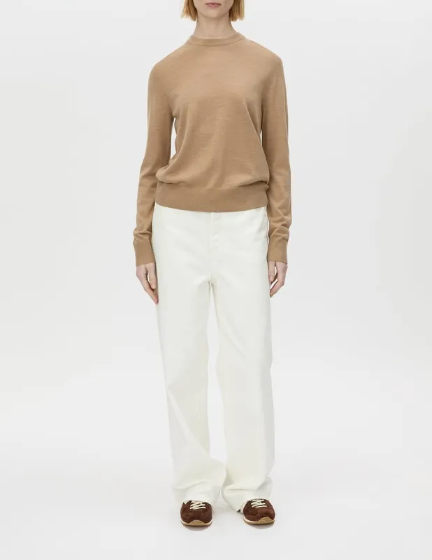 Tan Melange Crew Neck Classic Sweater
