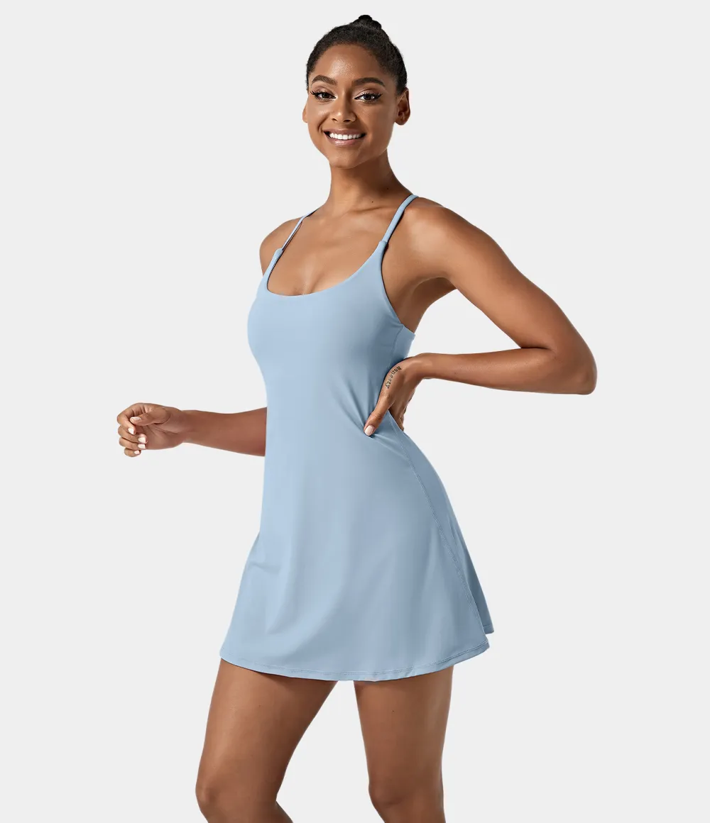 Softlyzero Airy Backless Cut Out 2-in-1 Pocket Cool Touch Mini Activity Dress