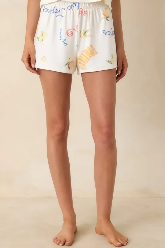 Tropical Print Pajama Shorts