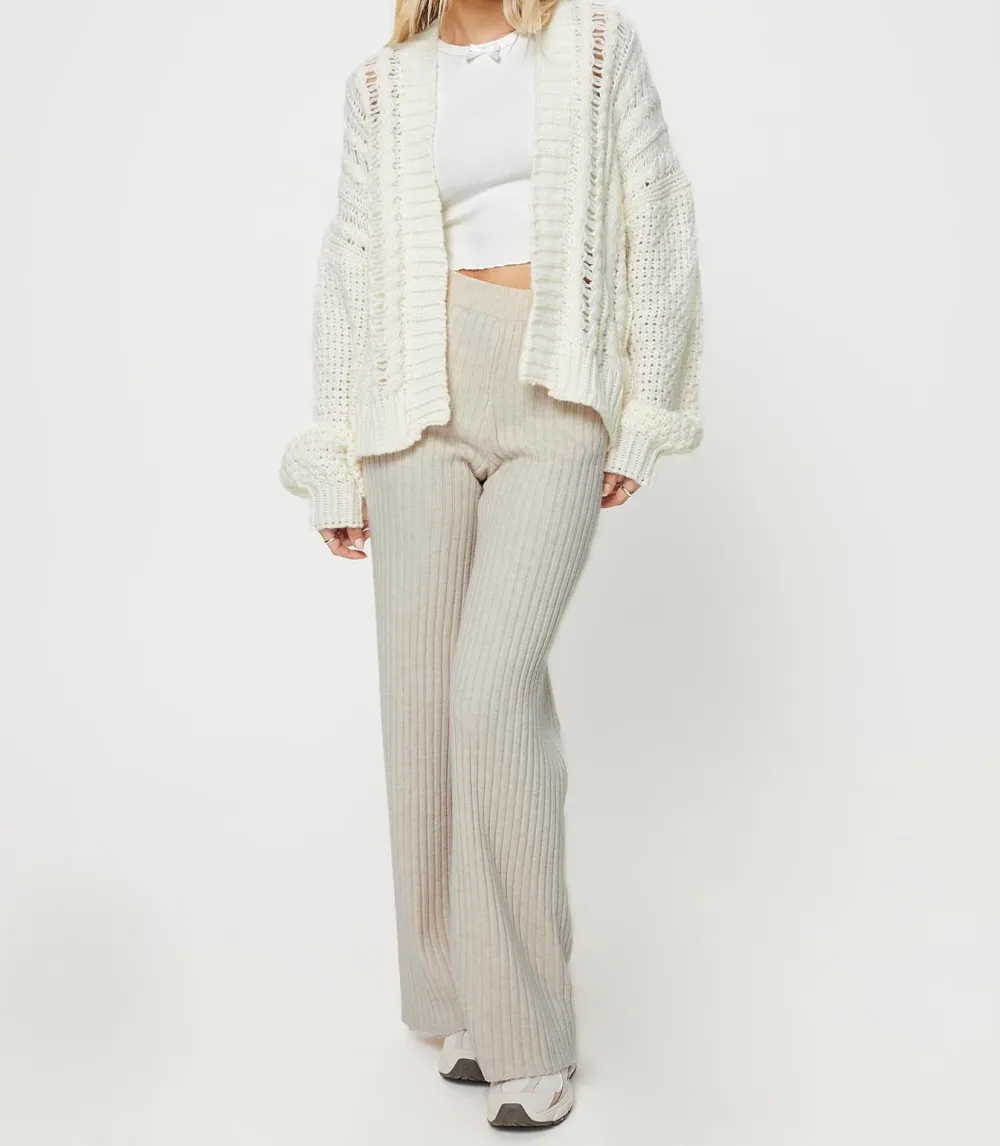 Cream Cable Knit Oversized Cardigan