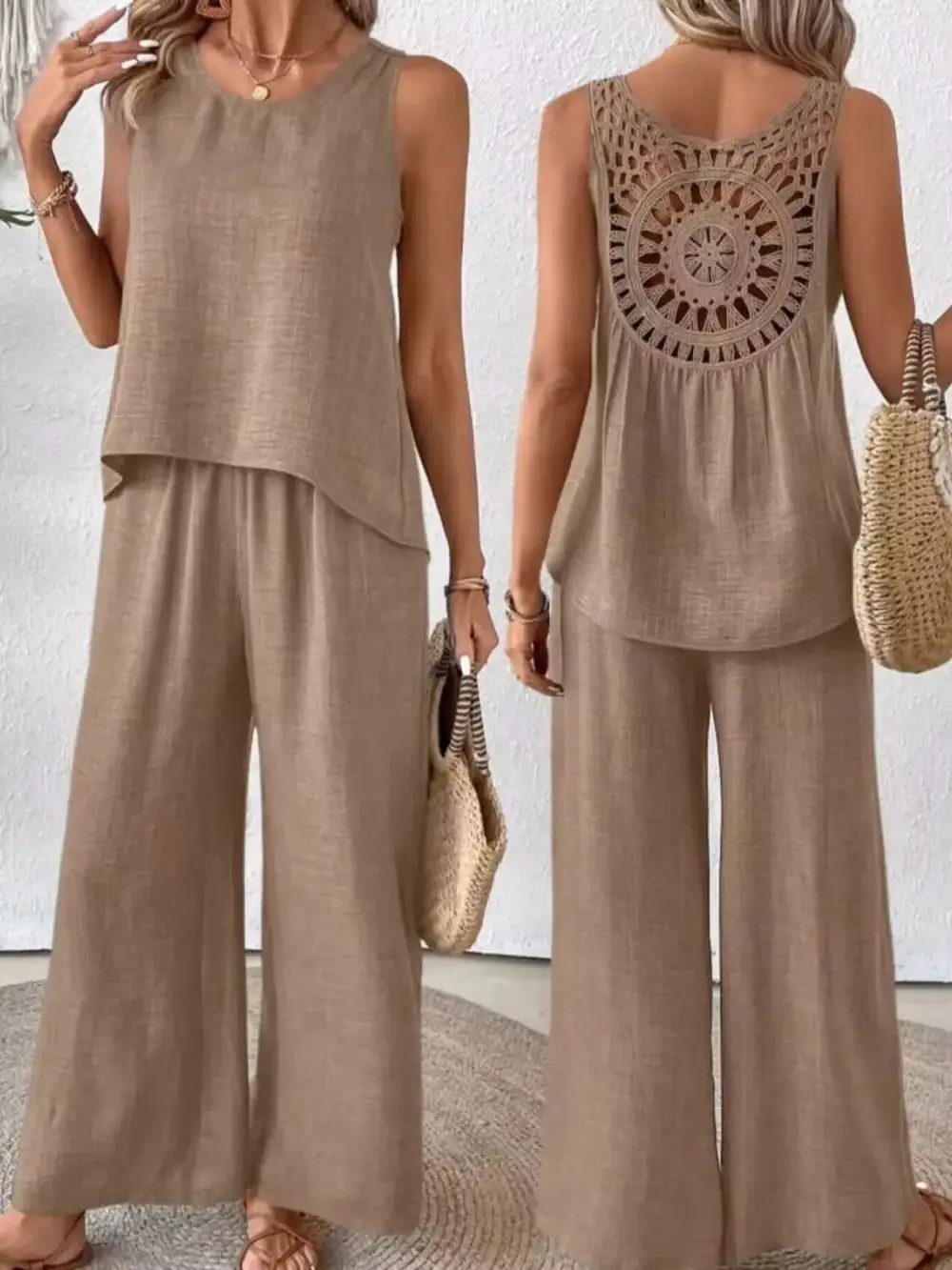 Round Neck Tank and Pants Set