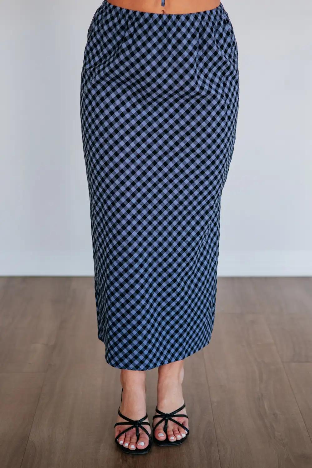 Gingham Cotton Slit Two-Piece Set