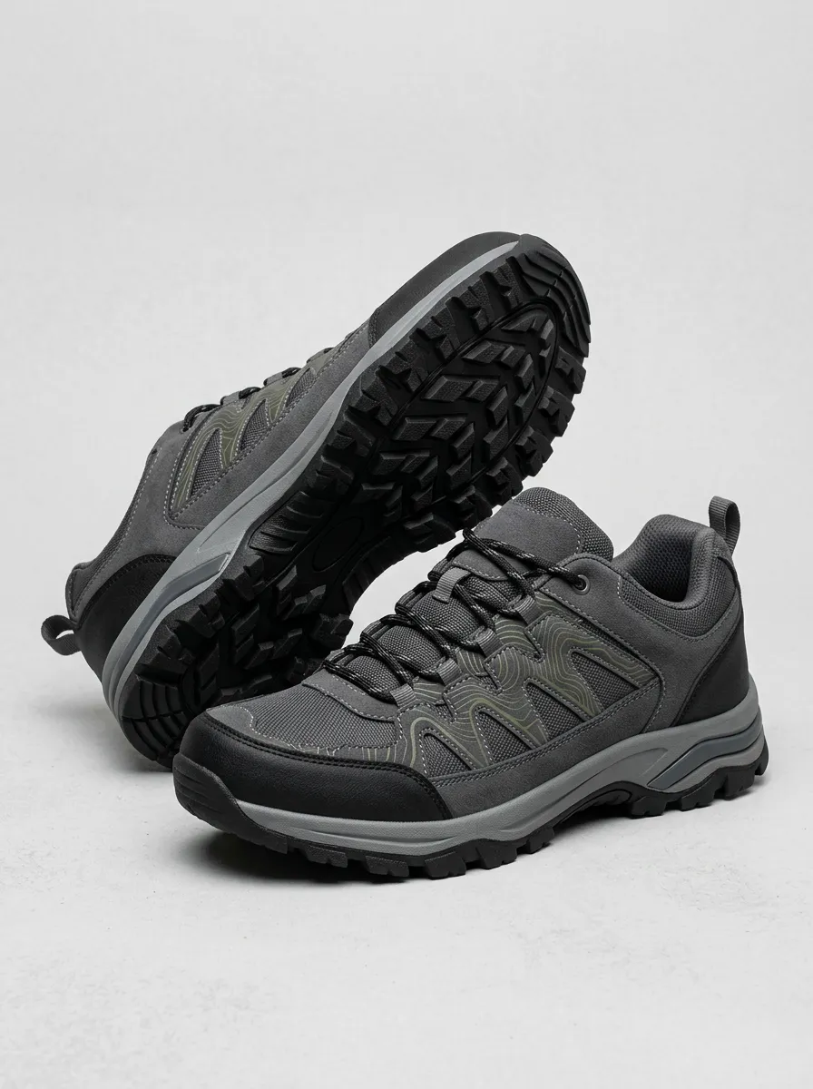 Men's Modern Hiking Enthusiast Topographic Pattern Printed Outdoor Shoes