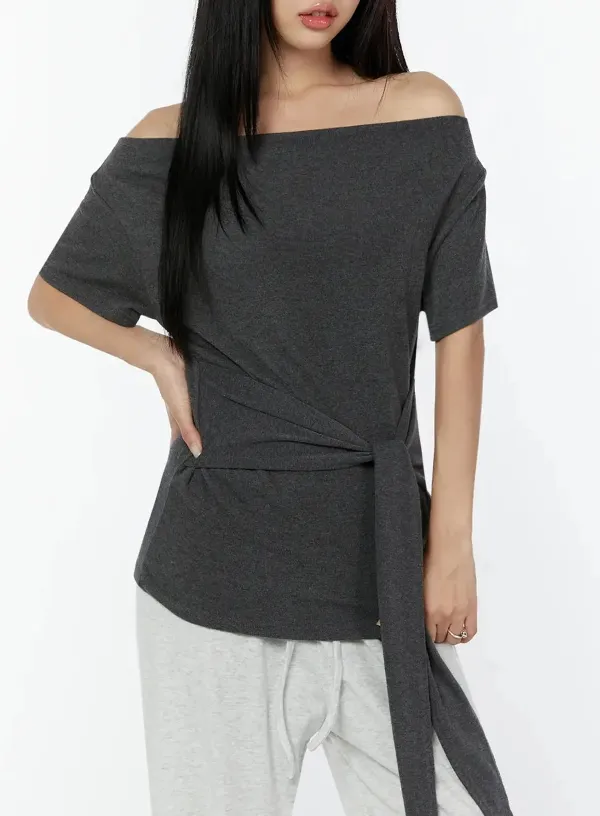 Draped Off-Shoulder Wrap Top