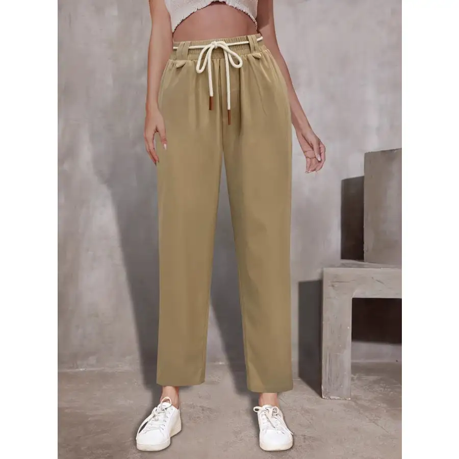 Tie Waist Straight Leg Pants