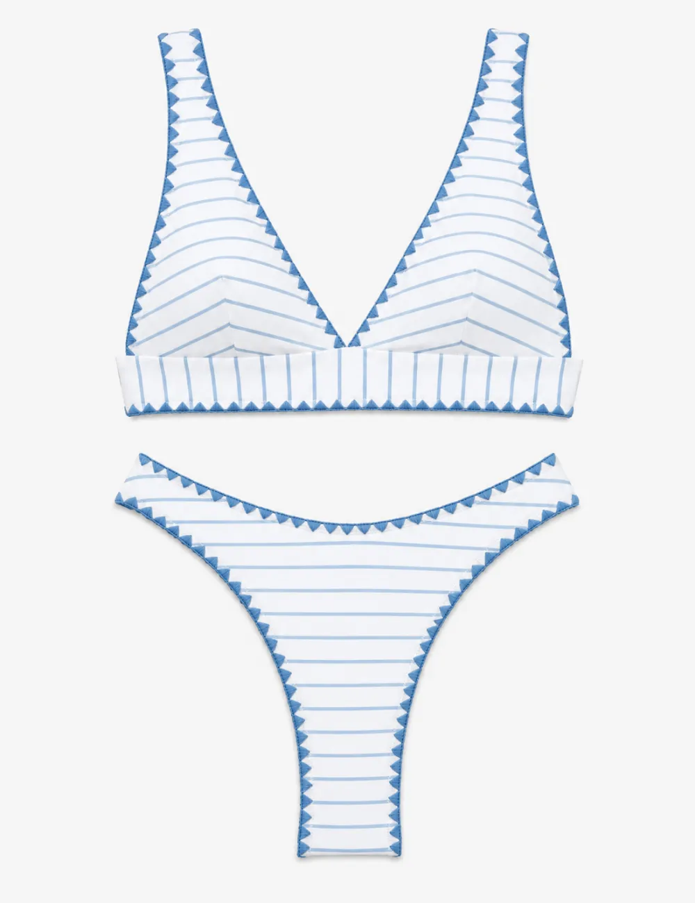 Contrast Trim V Neck Bralette Two Piece Bikini Set