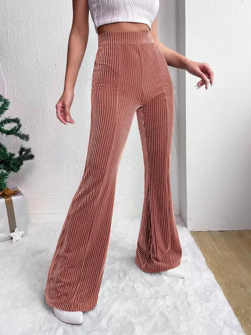Corduroy High Waist Flare Pants