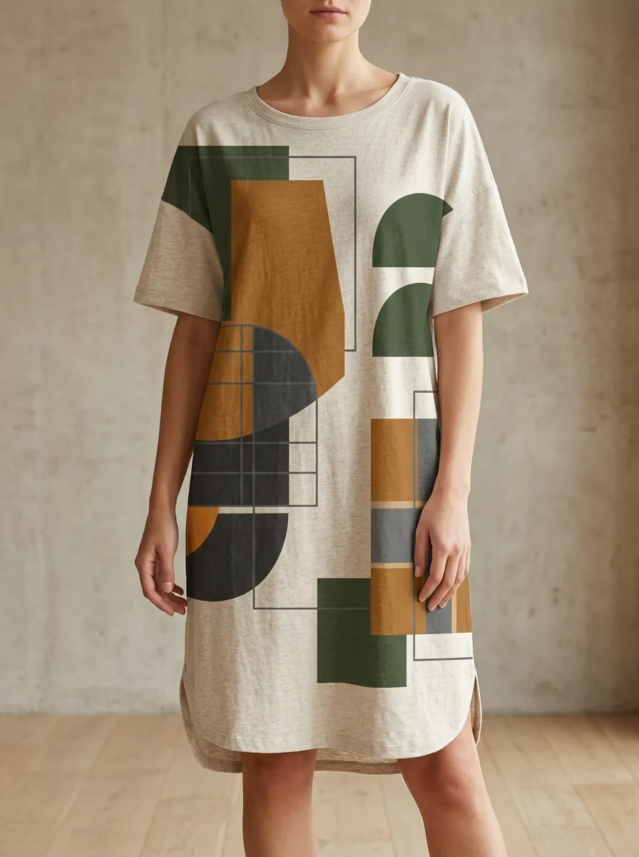 Women's Geometric Print T-Shirt Dress