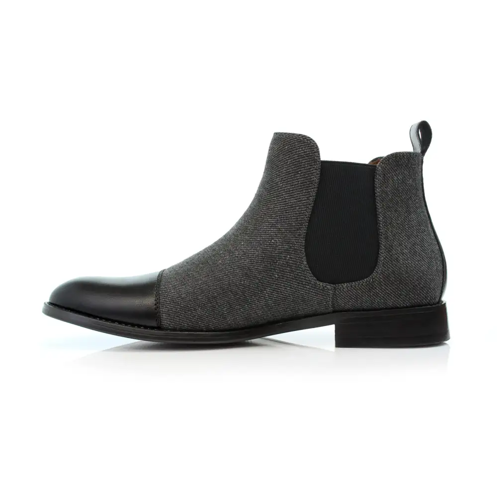 Faux-Leather Two-Tone Slip-On Chelsea Boots