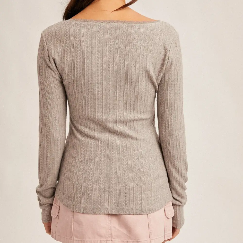 Edge Lace Pointelle Knit Top