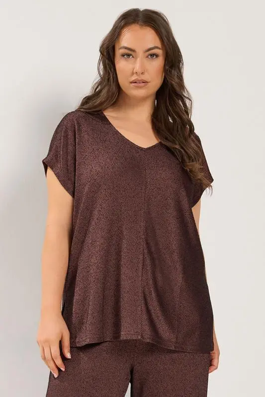 Chocolate Brown Textured Knit Top & Trousers Set