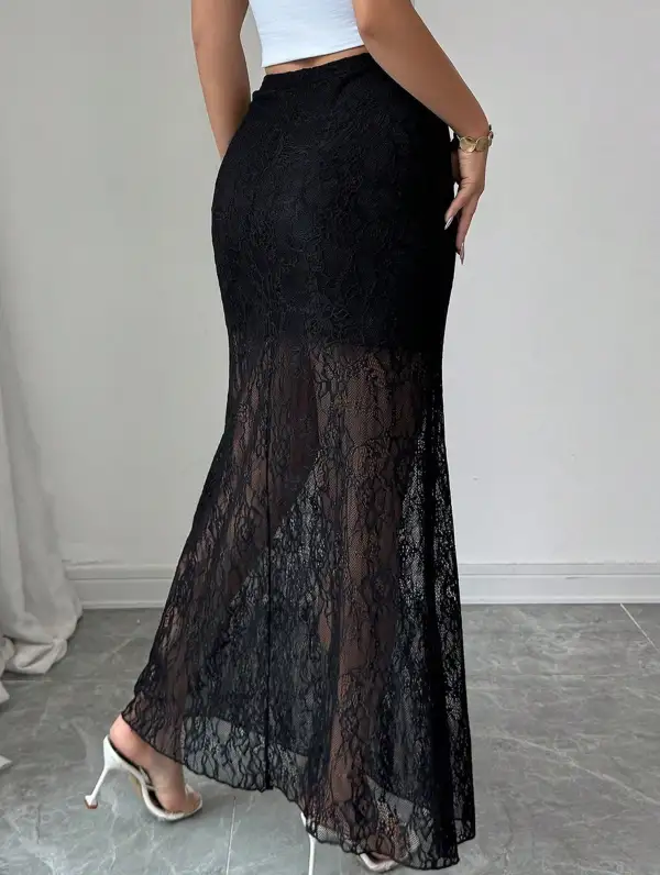 Lace Bodycon Midi Skirt