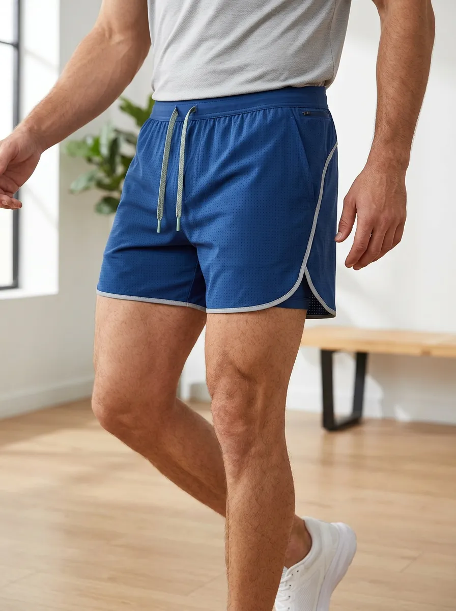 Men's Contrast-Trim Athletic Performance Shorts