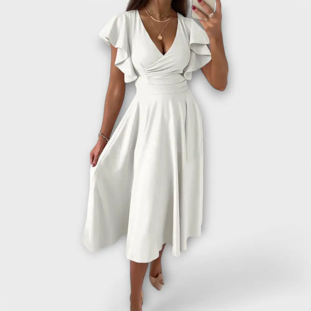 V-Neck Flowing Relaxed Casual Dress