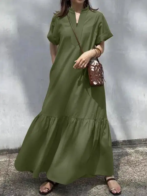 Loose Split Neck Maxi Dress