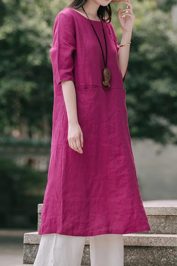 Relaxed Linen Midi Dress